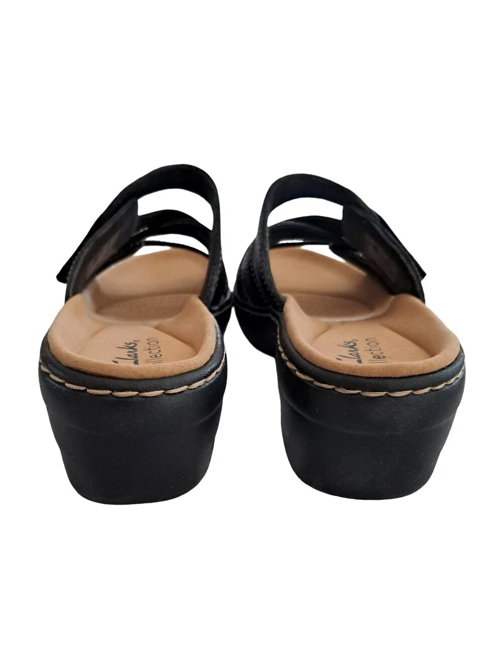 Clarks Merliah Karli Women's Black Leather Slip On Sandals Size 7 N Narrow NEW